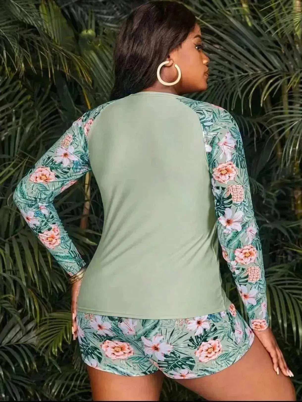 Women's Fashion Long Sleeve High Waist Split Swimsuit/pajamas/lounge wear. - www.Shopthatapp.com