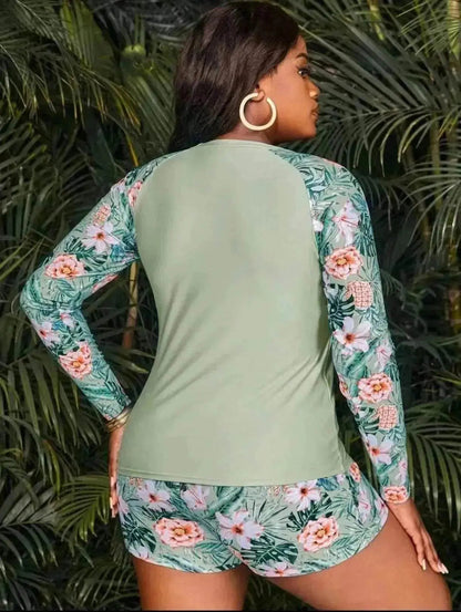 Women's Fashion Long Sleeve High Waist Split Swimsuit/pajamas/lounge wear. - www.Shopthatapp.com