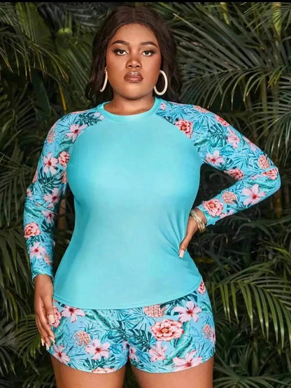 Women's Fashion Long Sleeve High Waist Split Swimsuit/pajamas/lounge wear. - www.Shopthatapp.com