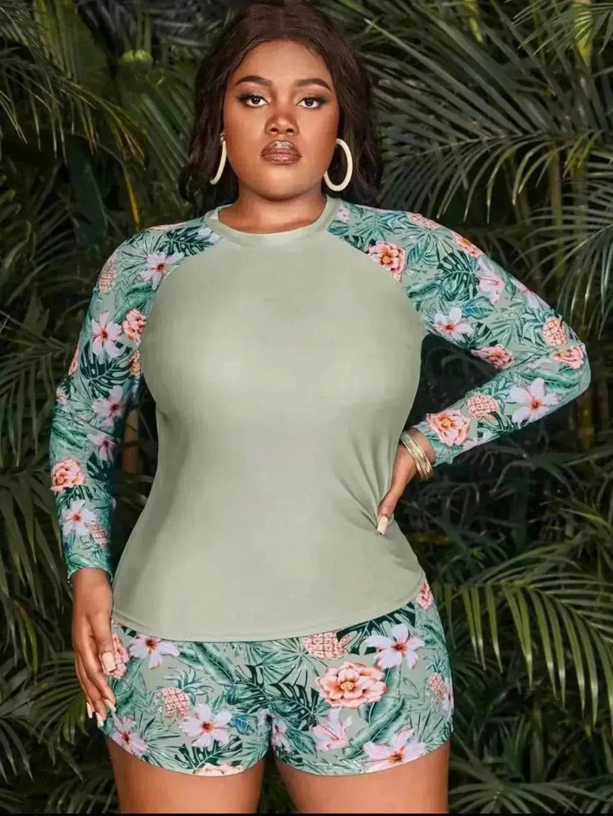 Women's Fashion Long Sleeve High Waist Split Swimsuit/pajamas/lounge wear. - www.Shopthatapp.com