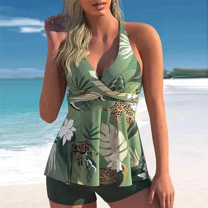 Women's Fashion Printed Split Boxer Swimsuit - www.Shopthatapp.com