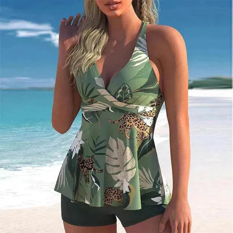 Women's Fashion Printed Split Boxer Swimsuit - www.Shopthatapp.com