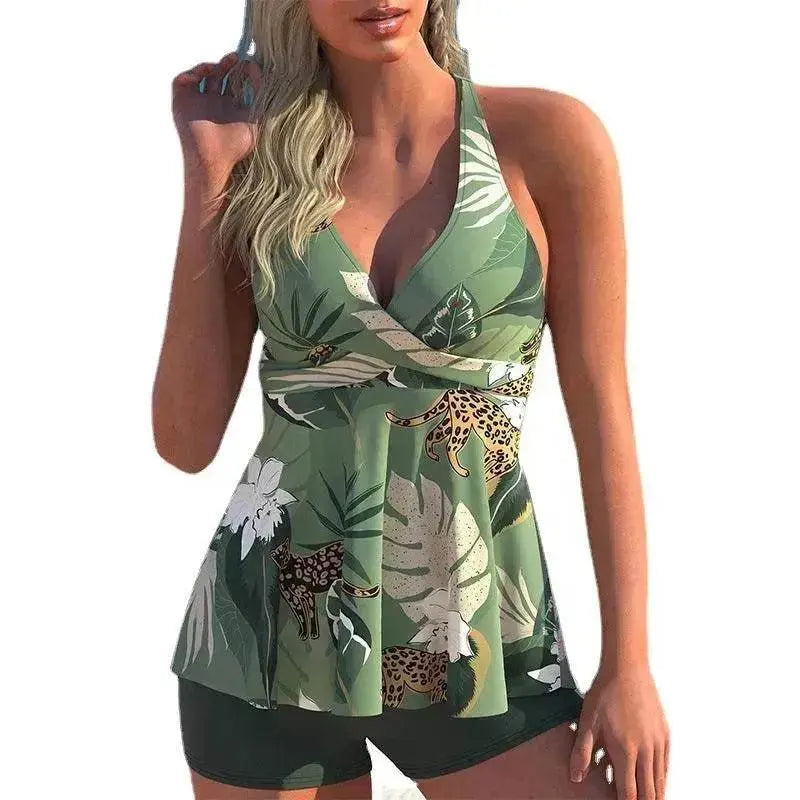 Women's Fashion Printed Split Boxer Swimsuit - www.Shopthatapp.com