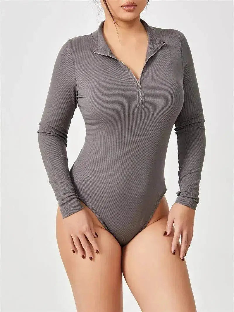 Women's Fashionable Long Sleeve bodysuit top Seamless Slimming Shapewear Romper - www.Shopthatapp.com