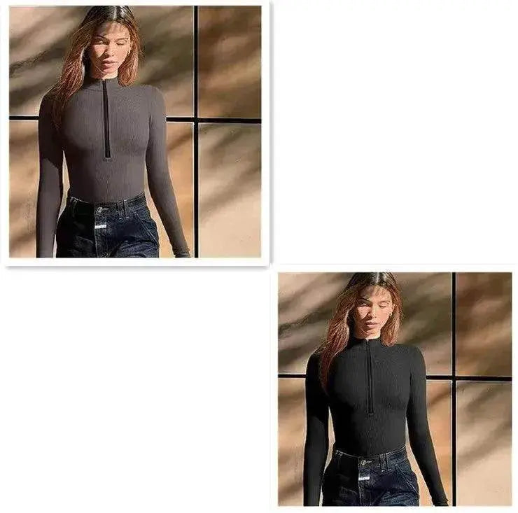 Women's Fashionable Long Sleeve bodysuit top Seamless Slimming Shapewear Romper - www.Shopthatapp.com