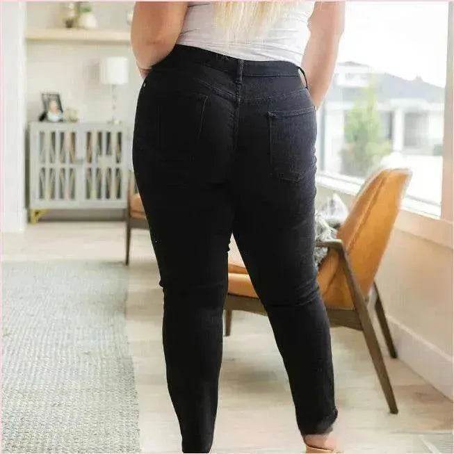 Women's Fashionable Simple High-grinding Elastic Plus Size Jeans - www.Shopthatapp.com
