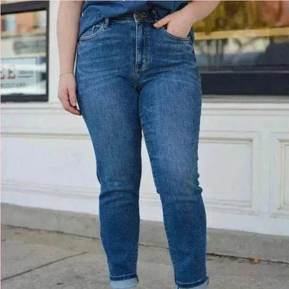Women's Fashionable Simple High-grinding Elastic Plus Size Jeans - www.Shopthatapp.com