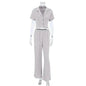 Women's Fashionable Simple Solid Color Short-sleeved Trousers Pajamas Two-piece Set - www.Shopthatapp.com