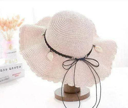 Women's Han Korean Edition Big Beach Wavy With Leather Rope Weaving Hat - www.Shopthatapp.com