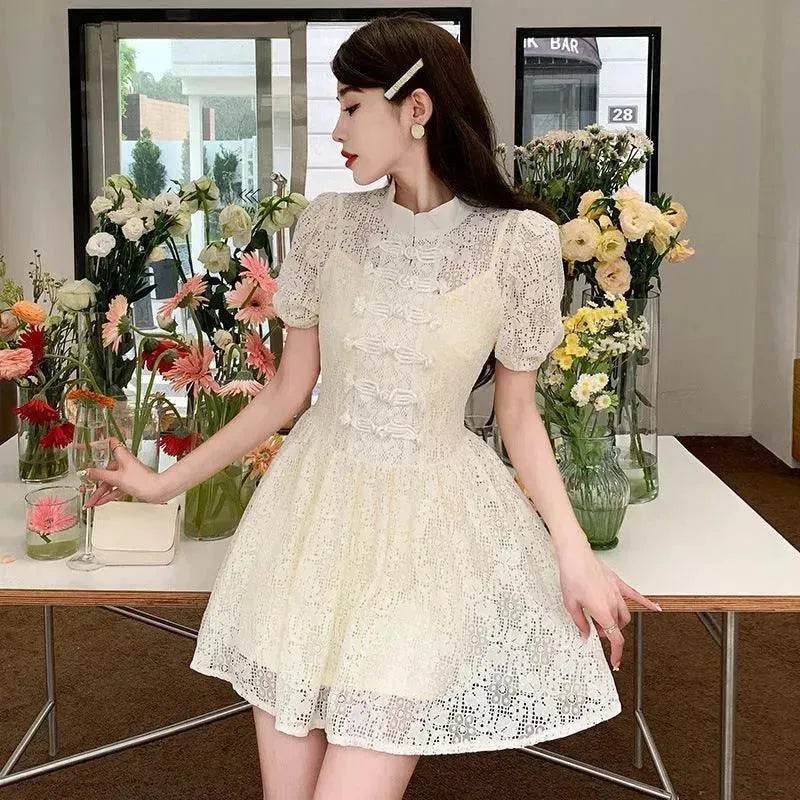 Women's Lace Ruffle Short Dress - www.Shopthatapp.com