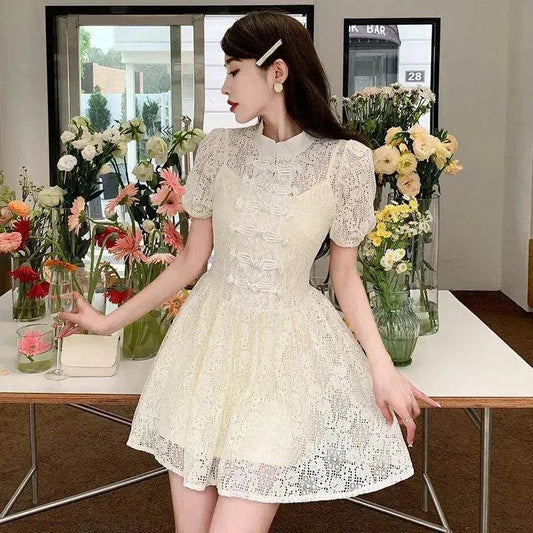 Women's Lace Ruffle Short Dress - www.Shopthatapp.com