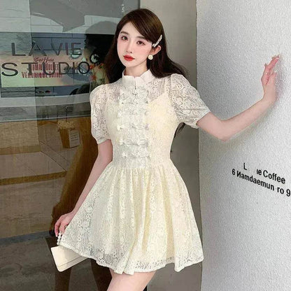 Women's Lace Ruffle Short Dress - www.Shopthatapp.com
