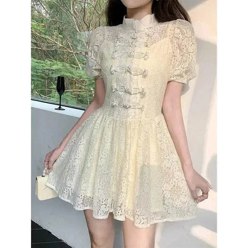 Women's Lace Ruffle Short Dress - www.Shopthatapp.com