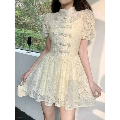 Women's Lace Ruffle Short Dress - www.Shopthatapp.com