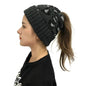 Women's Leopard Jacquard Ponytail Knitted Woolen Hat - www.Shopthatapp.com