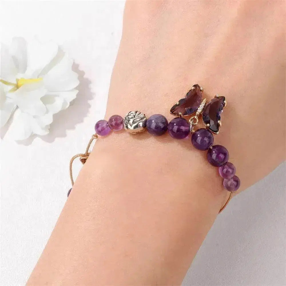 Women's Natural Stone Bracelet Amethyst - www.Shopthatapp.com