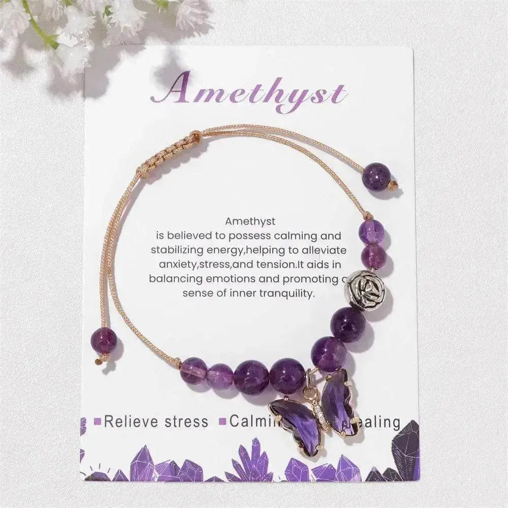 Women's Natural Stone Bracelet Amethyst - www.Shopthatapp.com