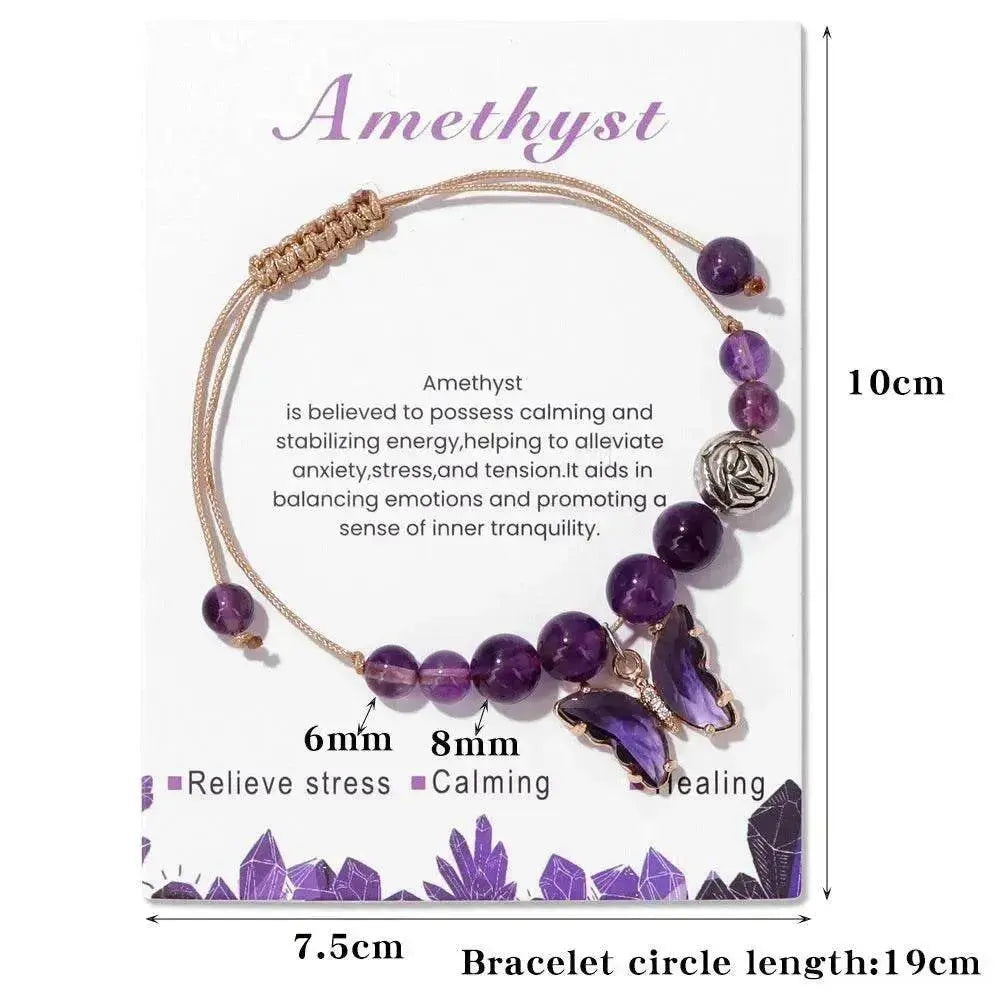 Women's Natural Stone Bracelet Amethyst - www.Shopthatapp.com