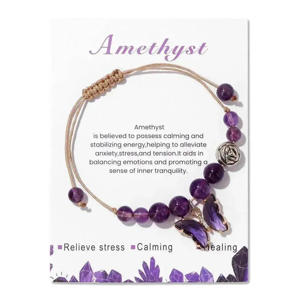 Women's Natural Stone Bracelet Amethyst - www.Shopthatapp.com