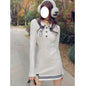 Women's Navy Neck Embroidered Thermal Wool Knit Slim Fit Dress - www.Shopthatapp.com