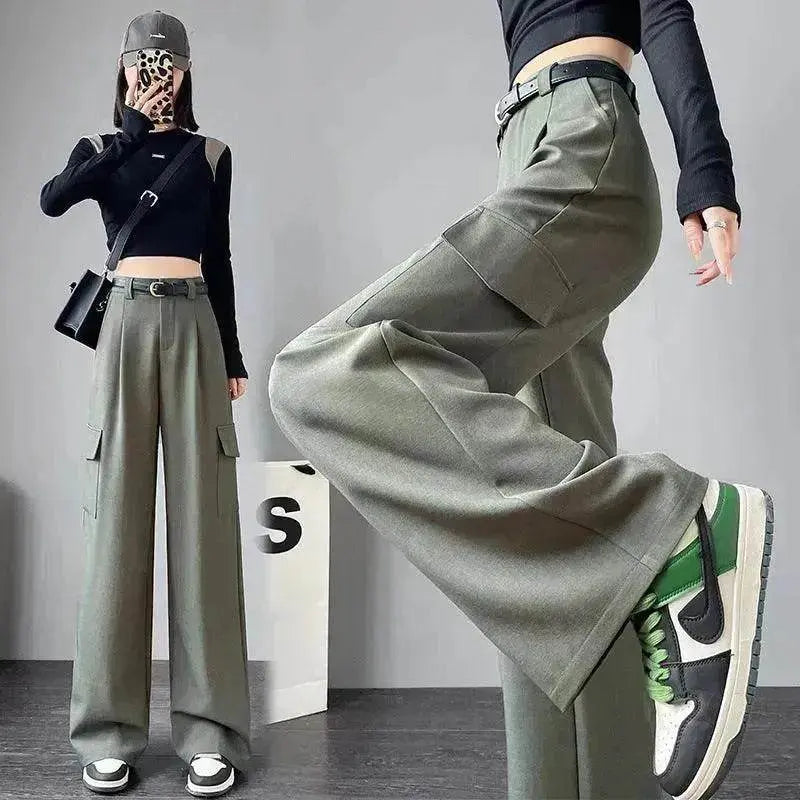 Women's Overalls High Waist Trousers Straight Casual Wide Leg Pants - www.Shopthatapp.com