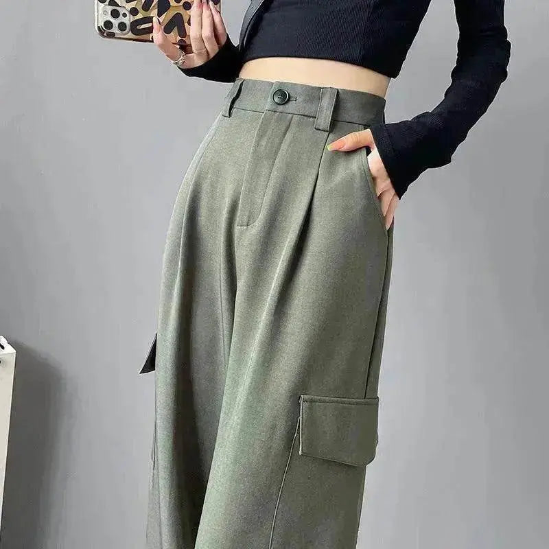 Women's Overalls High Waist Trousers Straight Casual Wide Leg Pants - www.Shopthatapp.com