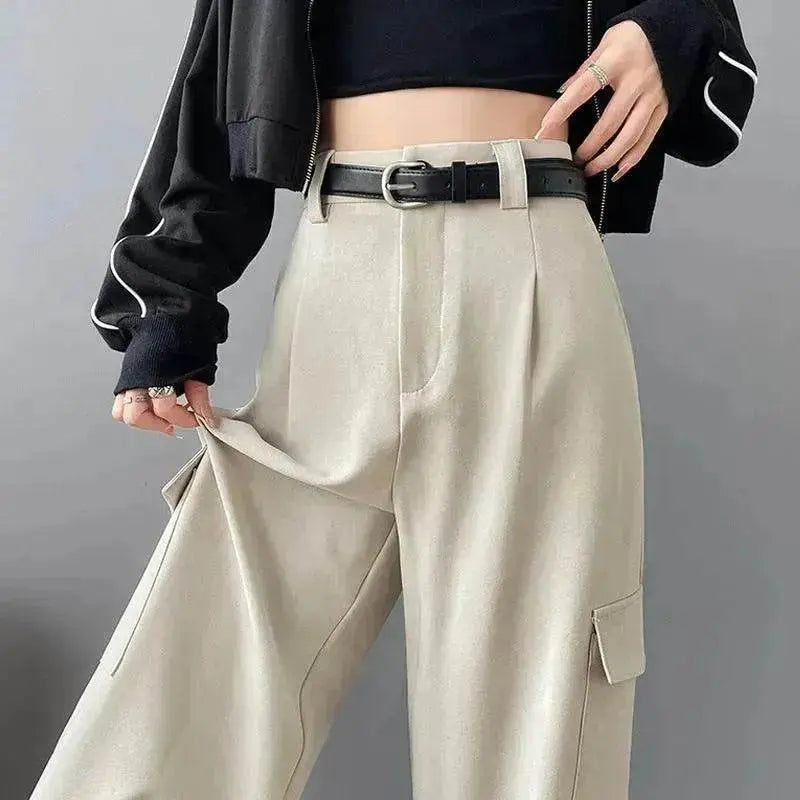 Women's Overalls High Waist Trousers Straight Casual Wide Leg Pants - www.Shopthatapp.com