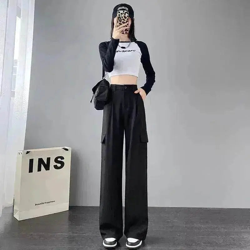 Women's Overalls High Waist Trousers Straight Casual Wide Leg Pants - www.Shopthatapp.com