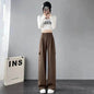 Women's Overalls High Waist Trousers Straight Casual Wide Leg Pants - www.Shopthatapp.com