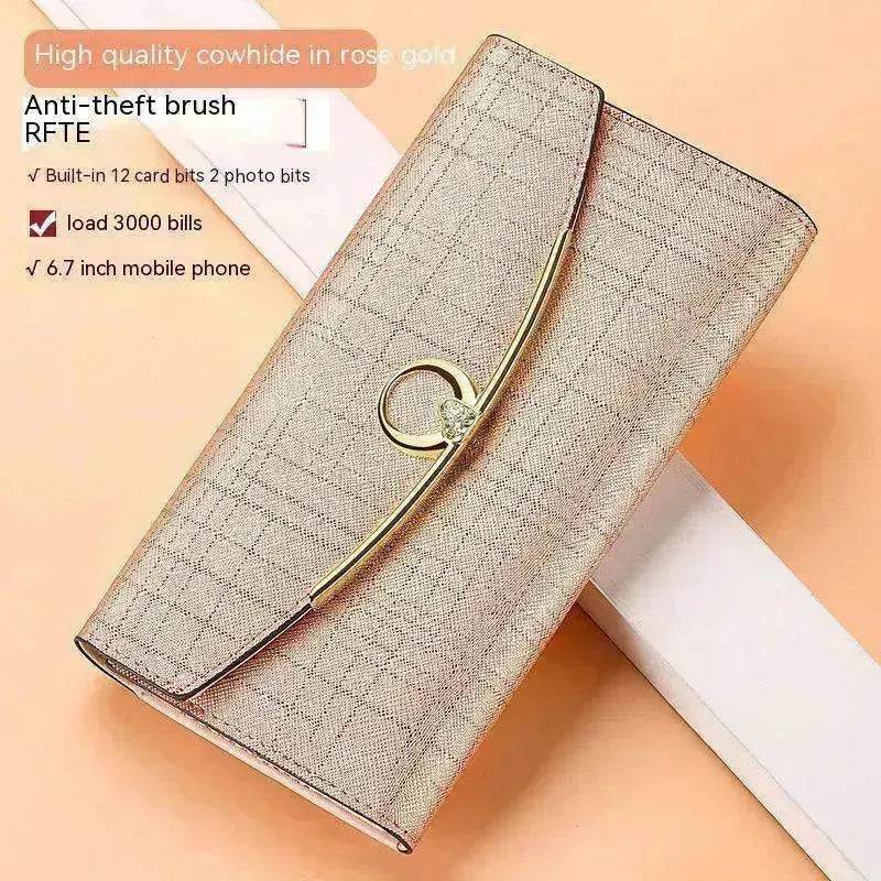 Women's Real Leather Anti theft  Large Capacity Wallet Clutch Bag - www.Shopthatapp.com