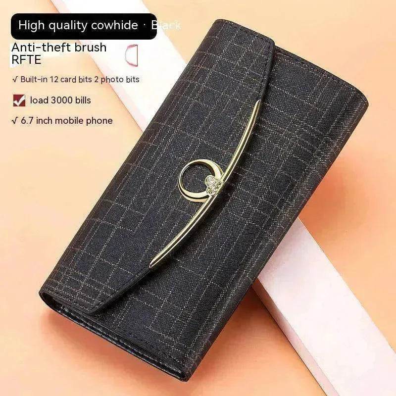 Women's Real Leather Anti theft  Large Capacity Wallet Clutch Bag - www.Shopthatapp.com