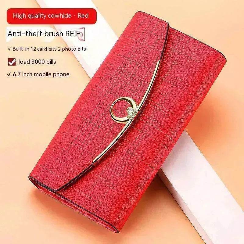 Women's Real Leather Anti theft  Large Capacity Wallet Clutch Bag - www.Shopthatapp.com