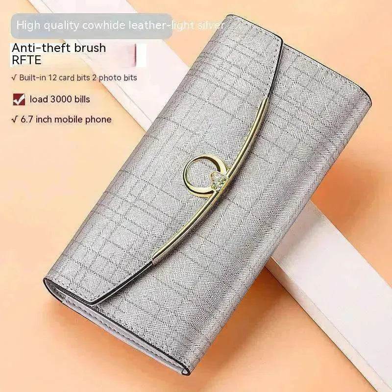 Women's Real Leather Anti theft  Large Capacity Wallet Clutch Bag - www.Shopthatapp.com