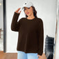 Women's Solid Color Loose Round Neck Top - www.Shopthatapp.com