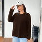 Women's Solid Color Loose Round Neck Top - www.Shopthatapp.com