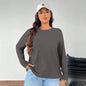 Women's Solid Color Loose Round Neck Top - www.Shopthatapp.com