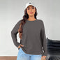 Women's Solid Color Loose Round Neck Top - www.Shopthatapp.com