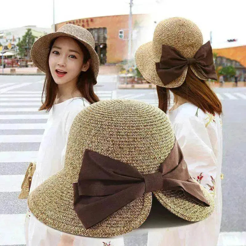 Women's Stylish Big Bow Split Summer Beach Sunshade Hat - www.Shopthatapp.com