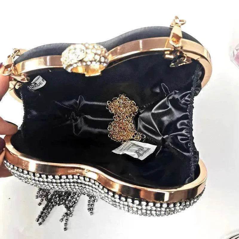 Women's Tassel Heart Shape Inlaid Diamond Handbag - www.Shopthatapp.com
