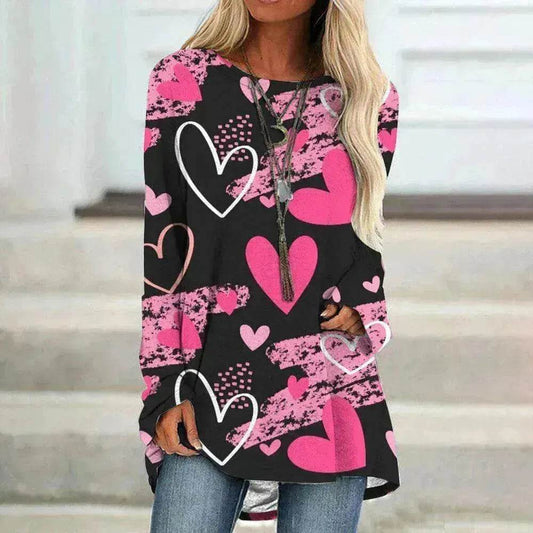 Women's Valentine's Day Love Print Long Sleeve T-shirt - www.Shopthatapp.com