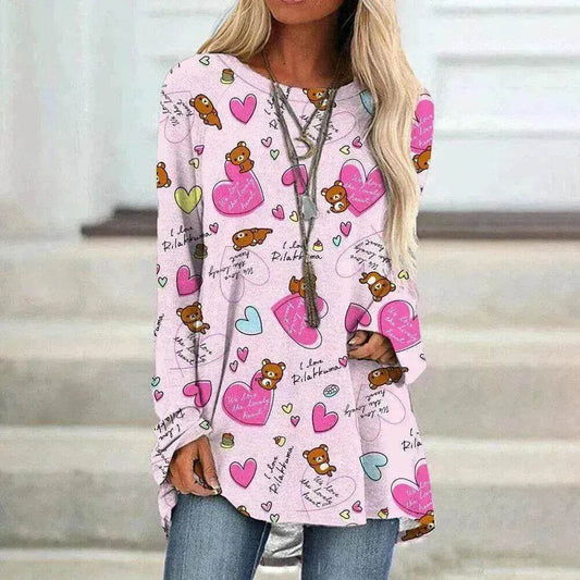 Women's Valentine's Day Love Print Long Sleeve T-shirt - www.Shopthatapp.com