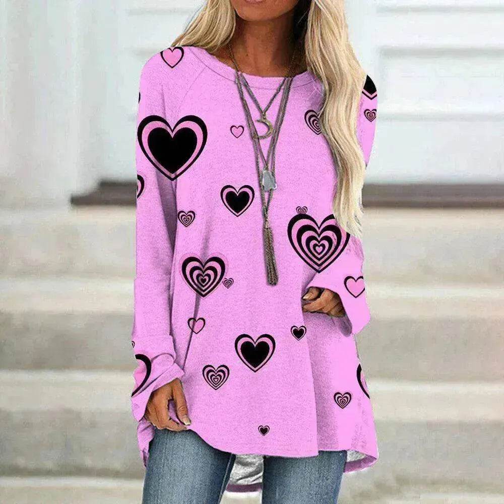 Women's Valentine's Day Love Print Long Sleeve T-shirt - www.Shopthatapp.com