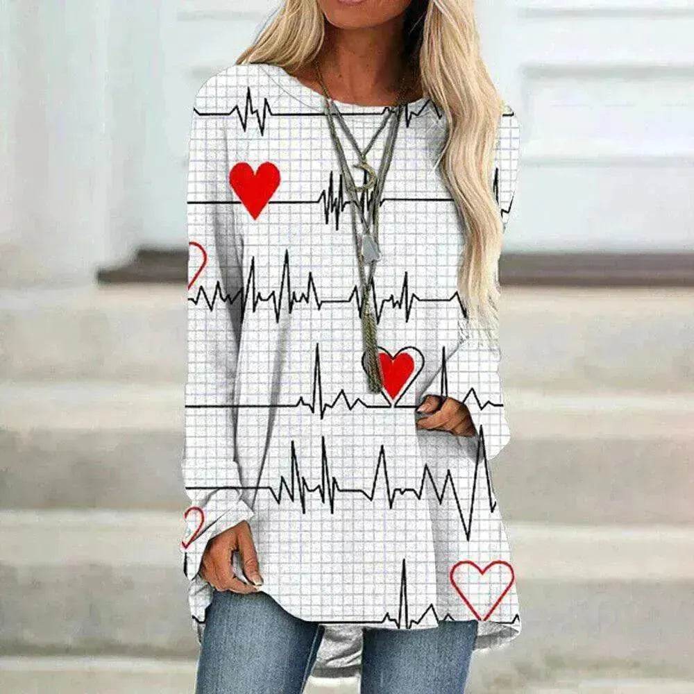 Women's Valentine's Day Love Print Long Sleeve T-shirt - www.Shopthatapp.com