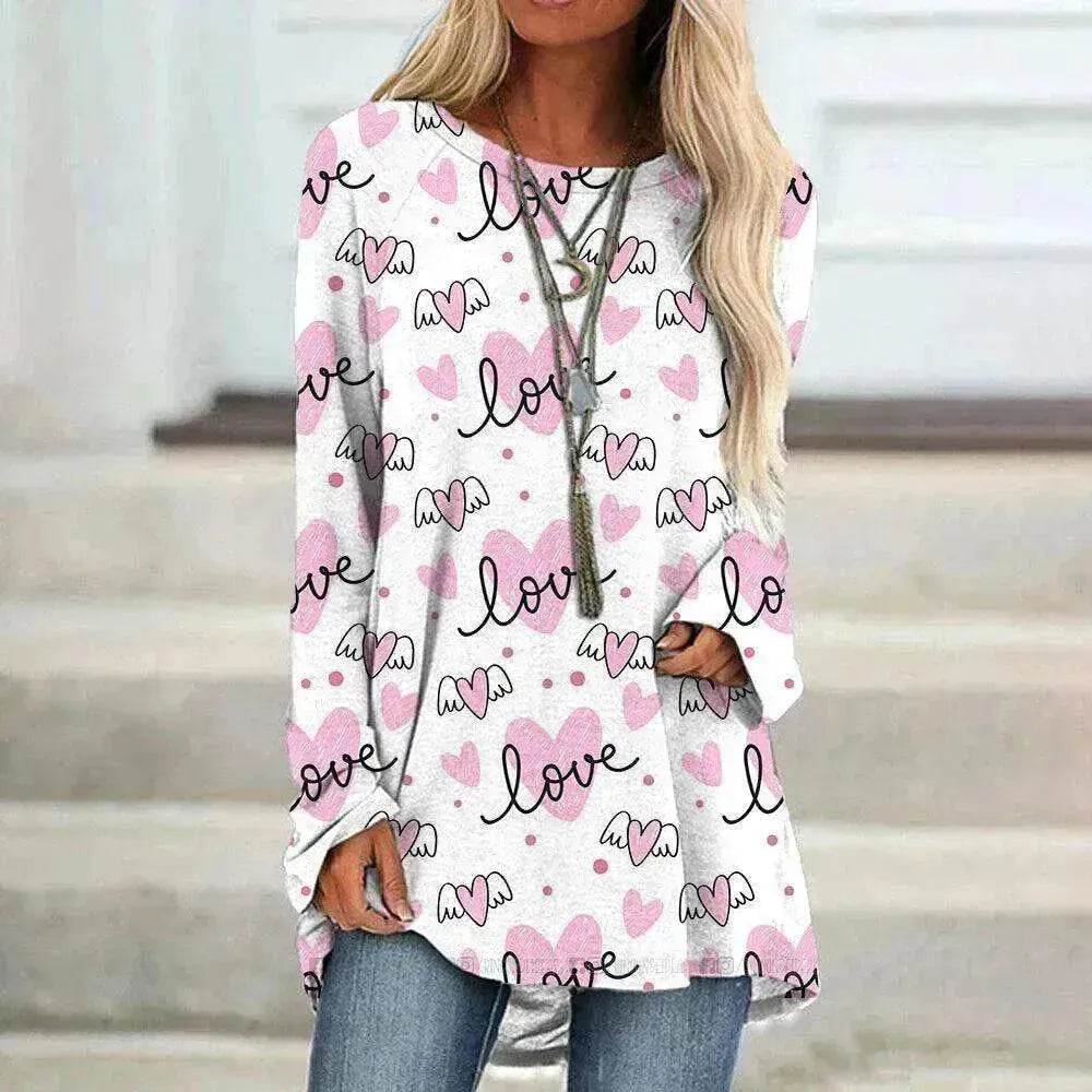 Women's Valentine's Day Love Print Long Sleeve T-shirt - www.Shopthatapp.com