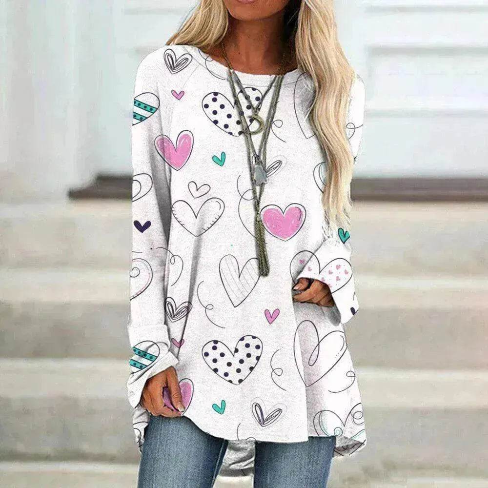 Women's Valentine's Day Love Print Long Sleeve T-shirt - www.Shopthatapp.com