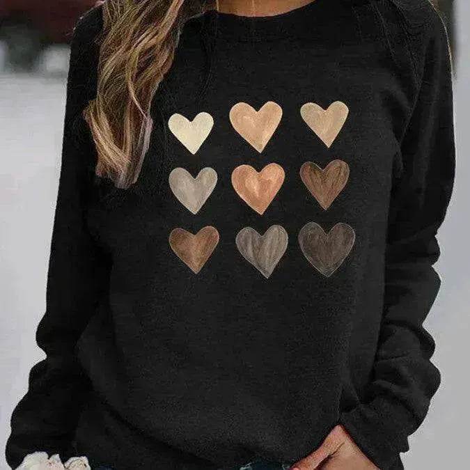 Women's Valentine's Day Printed Round Neck Sweater - www.Shopthatapp.com