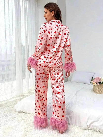 Women's Valentine's Day Sweet Loving Heart Printed Casual Suit Pajamas - www.Shopthatapp.com
