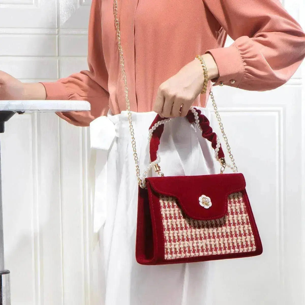 Women's Wedding Bag Bridal Bag High-grade Women's Elegant Red Niche Red Small Bag Portable 2025 New - www.Shopthatapp.com