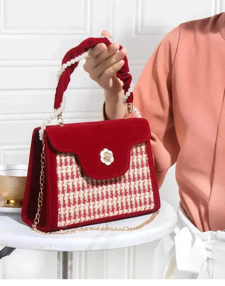 Women's Wedding Bag Bridal Bag High-grade Women's Elegant Red Niche Red Small Bag Portable 2025 New - www.Shopthatapp.com