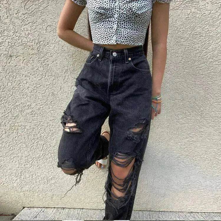 Women's jeans ripped holes are thinner women's jeans - www.Shopthatapp.com